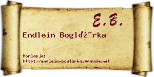 Endlein Boglárka névjegykártya